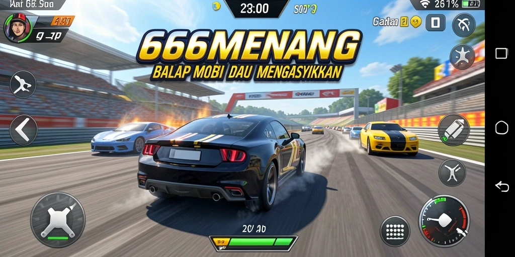 Tangkapan layar gameplay balap mobil yang menegangkan di 666MENANG.