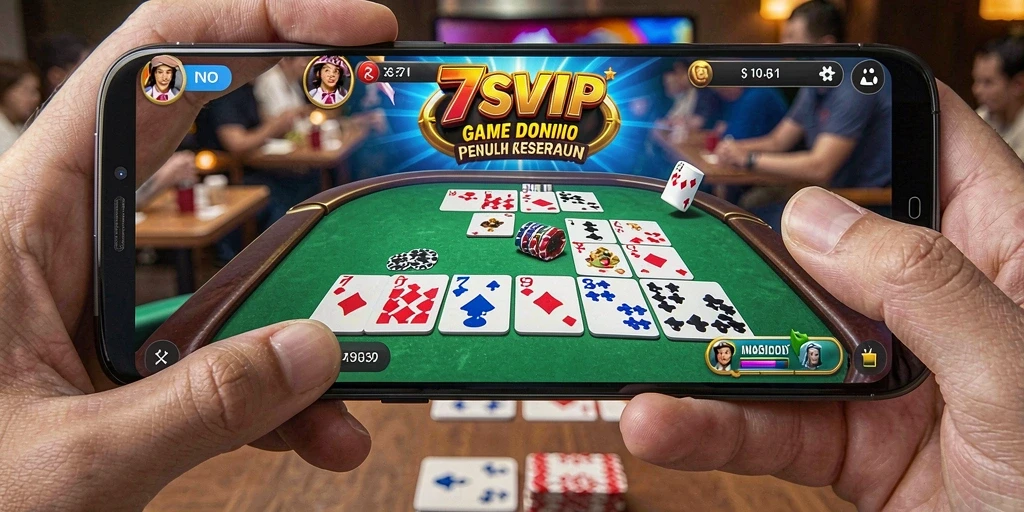 Tampilan gameplay seru dalam 7SVIP yang menampilkan suasana domino.