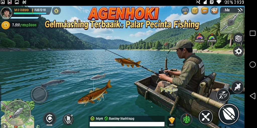 Screenshot AGENHOKI menampilkan pemain sedang menangkap ikan di laut.