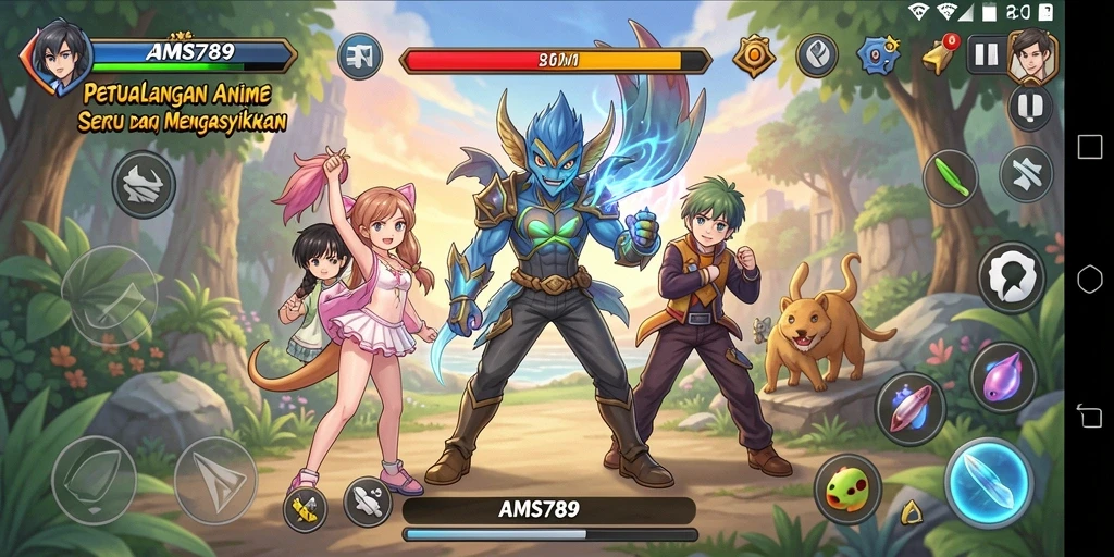 Tampilan menarik dari gameplay Anime dalam AMS789.