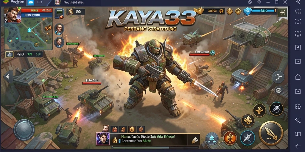 Tampilan gameplay menarik di KAYA33 dengan berbagai unit yang bertarung.