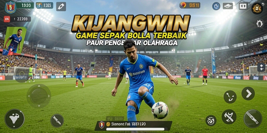 Screenshot gameplay KIJANGWIN yang menunjukkan aksi pertandingan sepak bola.
