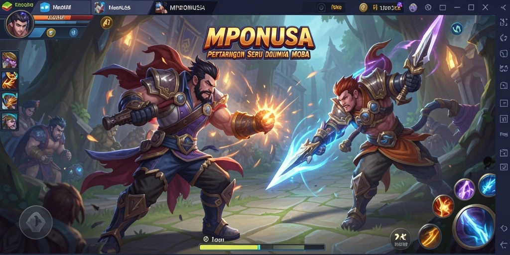 Tampilan screenshot MPONUSA yang menampilkan intensitas gameplay MOBA.