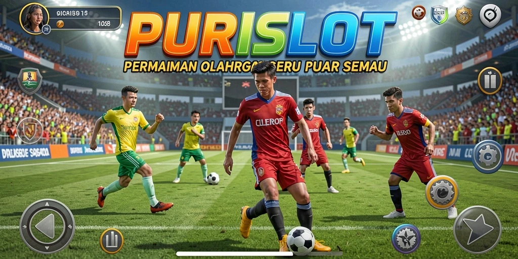 Tangkapan layar dari gameplay PURISLOT yang menunjukkan aksi olahraga seru.