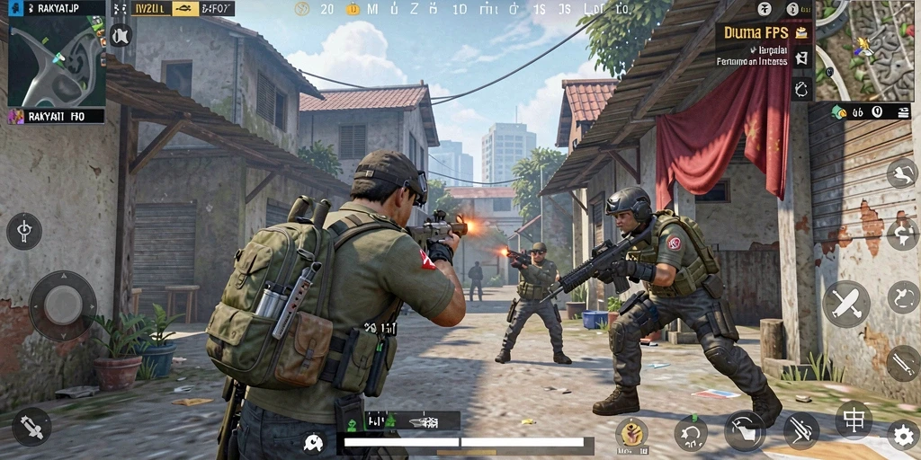 Gameplay RAKYATJP yang seru dan mendebarkan dalam mode FPS.