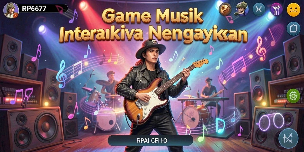 Tangkapan layar game RP6677 menampilkan aksi musik yang seru dan interaktif.