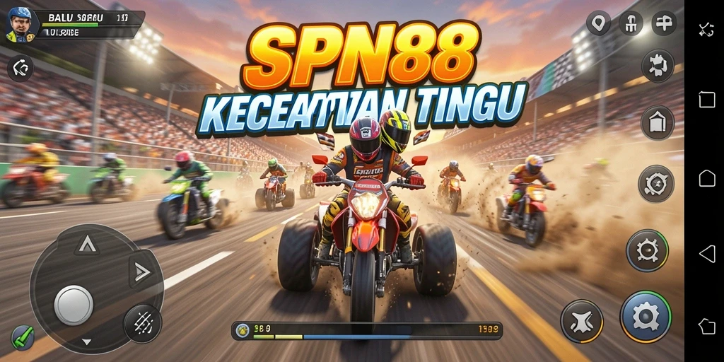 Tampilan gameplay balapan seru di SPN88 dengan kecepatan tinggi.
