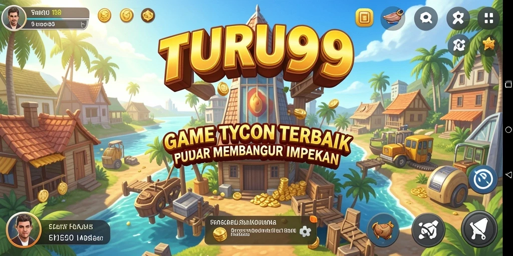 Screenshot utama TURU99 menunjukkan antarmuka bisnis yang menarik dan gameplay Tycoon yang seru.