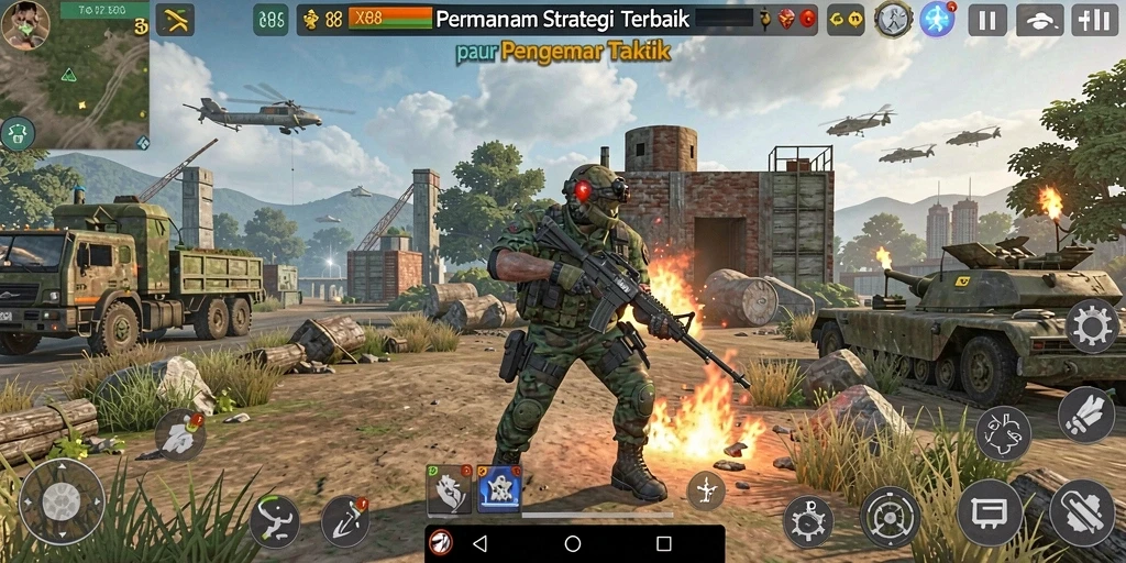 Tangkapan layar X88 menampilkan suasana pertempuran strategi yang mendebarkan.