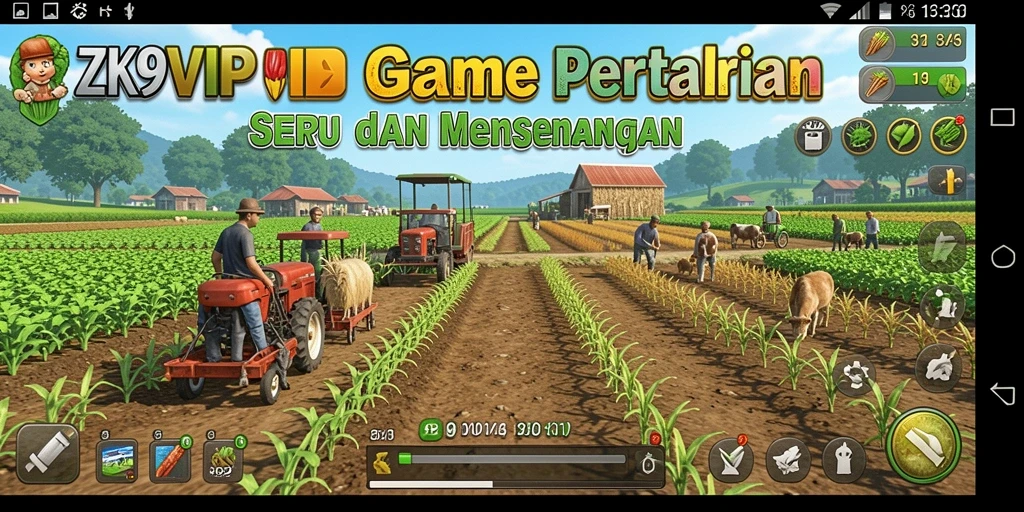 Tampilan gameplay ZK9VIP yang menampilkan kebun yang subur dan beragam tanaman.